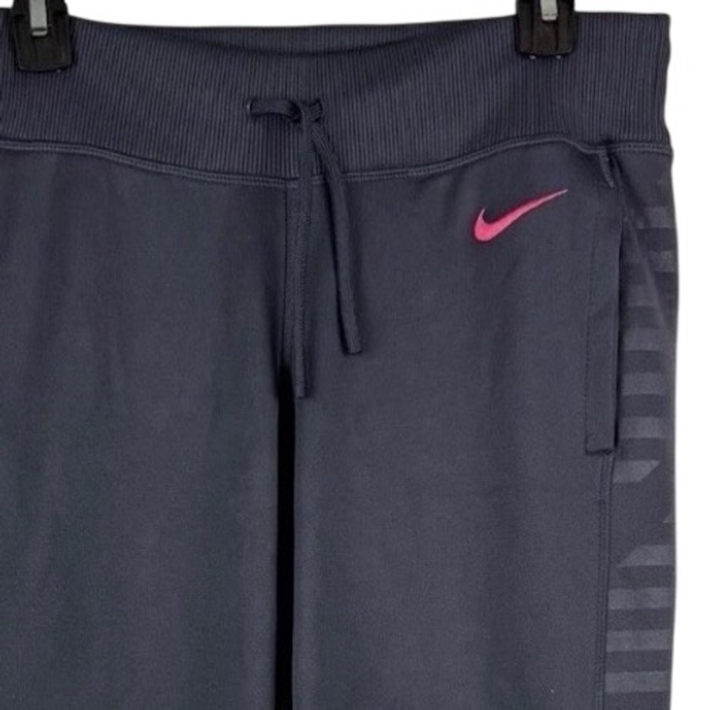 Nike Dri-FIT Track Pants Women XS Gray Pink Side Stripe Ankle Zip 404880-052